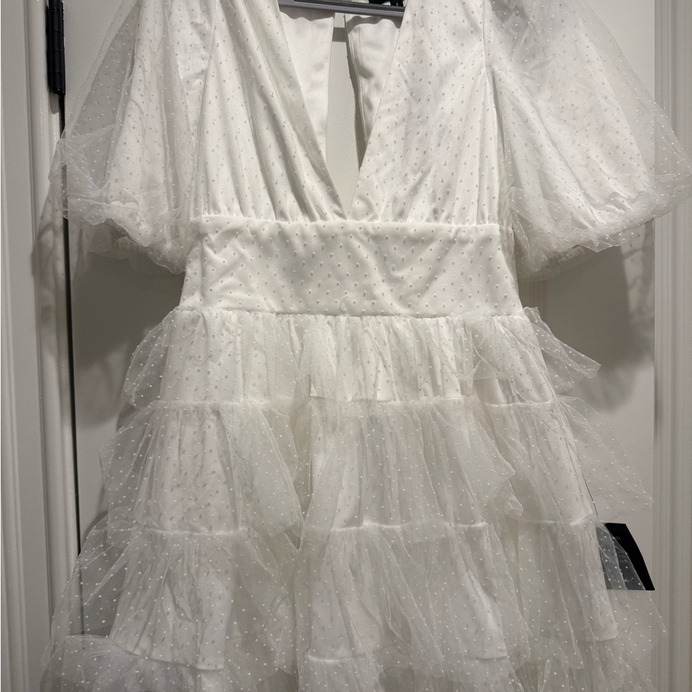 Lulu's White Ruffle Dress